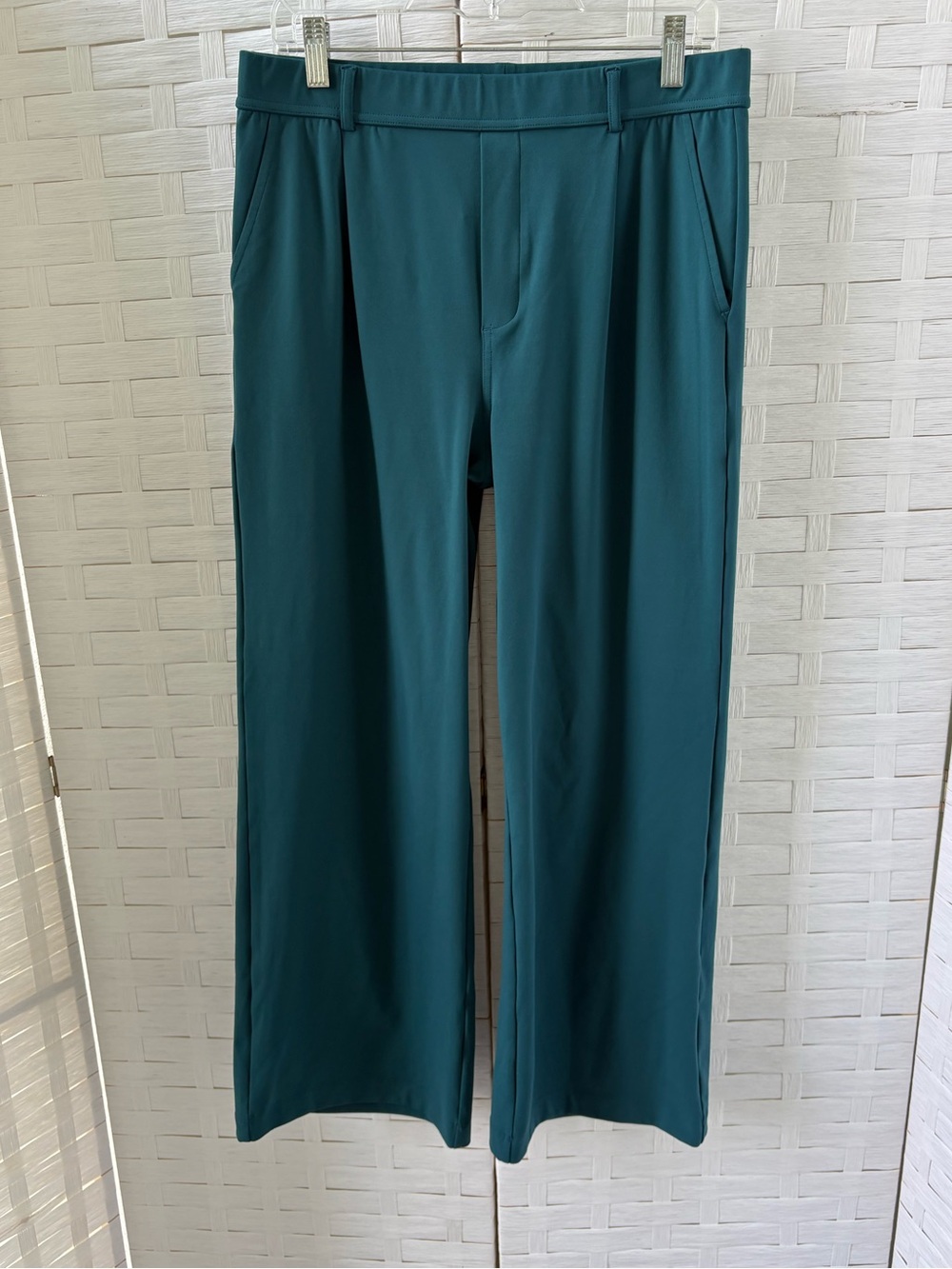 HALARA Size L Women’s Teal Wide-Leg Flex Trousers Pockets Workwear Comfort